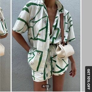 Commense Print Drawstring Short Set